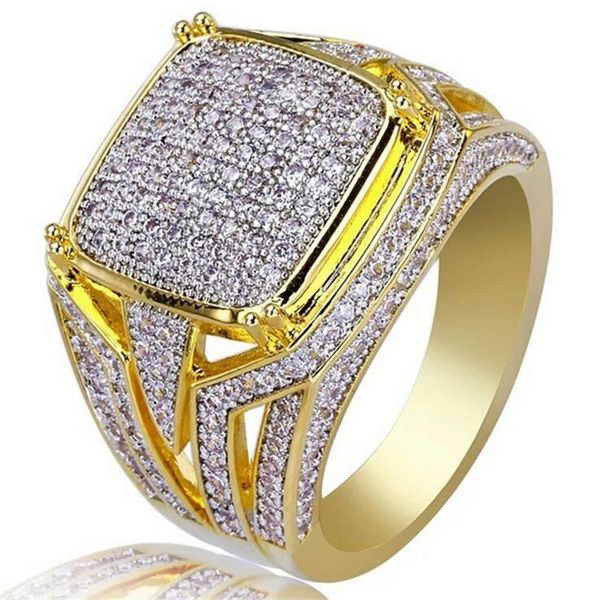 cluster rings rulalei vintage fashion jewelry 925 silver&separate gold fill pave full white cubic zircon big men wedding band ring gif, Golden;silver